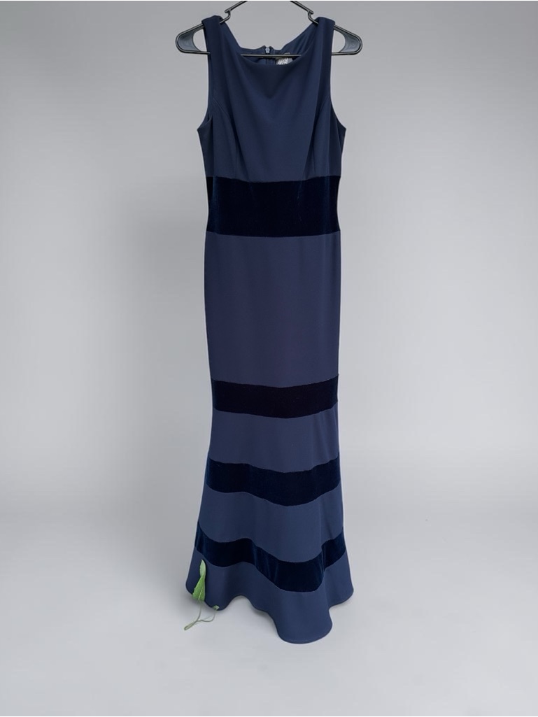Vince Camuto Navy And Dark Navy Striped Maxi Dress